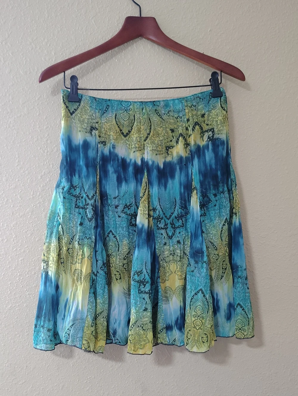 Vintage Tracy Evan Tie Dye Paisley Ruffle Mini Skirt Size 1 Fairy Grunge 90s